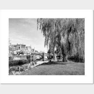 Stamford Town Bridge And River Welland, Black And White Posters and Art